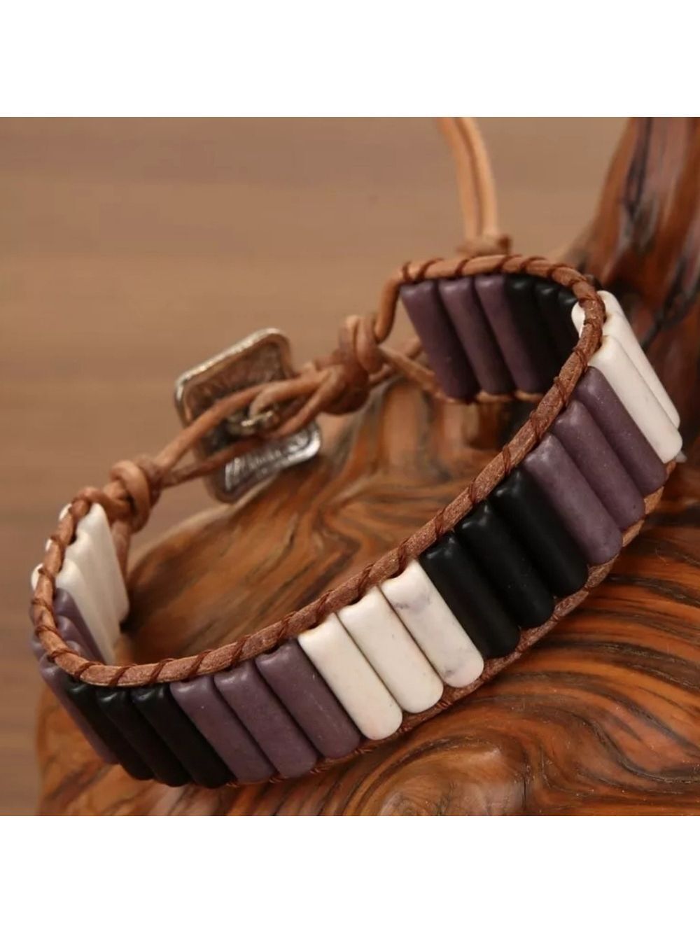 Bohemian Stone and Leather Chakra Yoga Bracelet Unisex